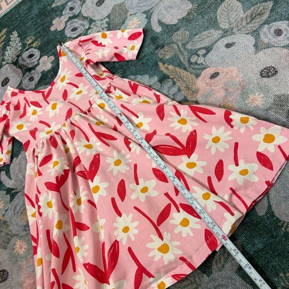Hanna Andersson Dress Girls 6 Pink Red Floral Twirl Skater Floral Cotton Stretch - Picture 9 of 12